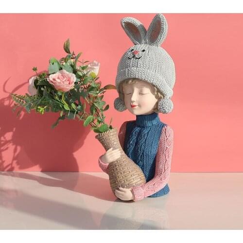 Creative Bouquet Girl Vase Living Room Bubble Girl Decoration Cabinet Flower Arrangement Dried Flower Wedding Flower Arrangement