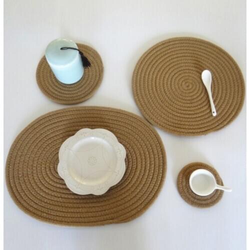 Round Cotton Rope Coasters Bowl Pad Handmade Insulation Placemats Table Padding Cup Mats Kitchen Decoration Accessories