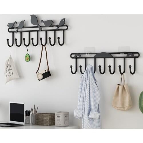 Self Adhesive Hooks Cat Bird Squirrel Pattern Storage Holder for Bathroom Kitchen Hanger Iron Wall Hanging Door Coat Racks