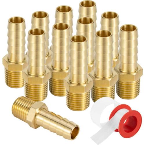 The 3/8" Hose Barb x 1/4" Male NPT Brass Coupler / Connector Fitting Fuel Gas