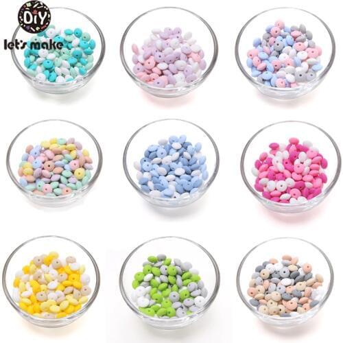 Lets Make Silicone Round Beads Baby Products 12mm 60pc Safe Food Grade Silicone Baby Teething Beads DIY Beads Making Bracelets