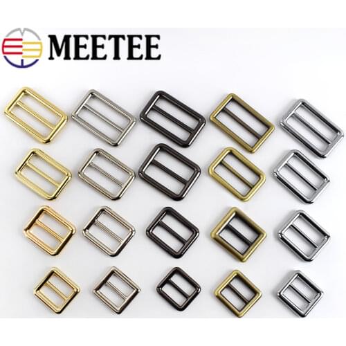 Meetee 10/30pcs 16-50mm Tri-Glide Buckles Slider Adjust Metal Buckle Ring for Backpack Web Strap DIY Bag Accessory Leather Craft