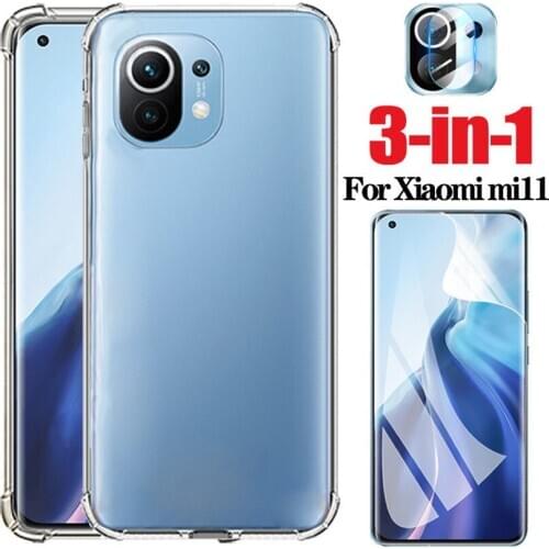 Mi11 Coque + Film for xiaomi mi 11 pro case xiaomi11 Cover Clear Case xiaumi mi 11 128gb Cases for xiaomi redmi mi 11 case mi-11