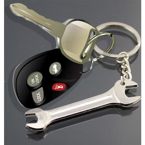 Key chain Lovely Gift Auto Accessories Car Wrench Keychain Key Holder Keyring Simulation Keyfob Tools Stainless Steel Spanner