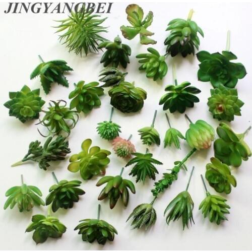 Mini Potted Artificial Green succulent plants Bonsai set fake Flower vase Decorative Flower Home Balcony Decoration