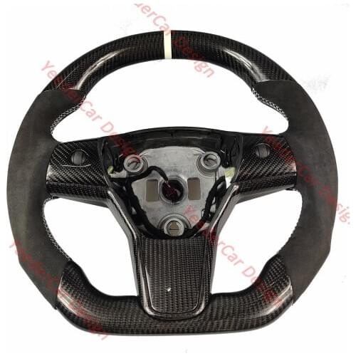 YeedereCar Cuatomized Carbon Fiber Steering Wheel Alcantara Leather Replacement For Tesla Model 3 2017 2018 2019 2020Model Y