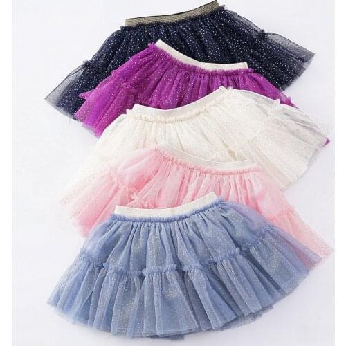 Fashion Kids Mesh Miniskirts Girls Princess Stars Glitter Dance Ballet Tutu Brand Sequin Party Girl Faldas Skirt Elastic