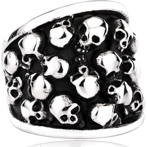 Heavy Metal Fashion biker rock ring Skull Accessories Stainless Steel Exaggerated Ring Personality punk Jewelry