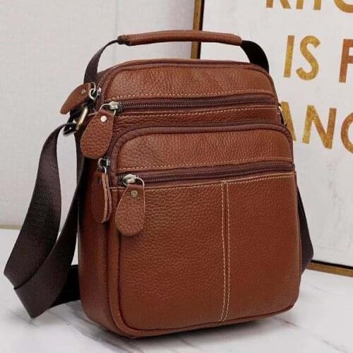 Mens Leather Shoulder Bag Crossbody Retro PU Waist Bag for Men Small Messenger Business Briefcase Luxury Brand Belt Bag K084