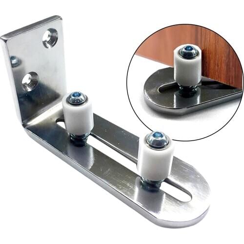 Heavy Duty Sliding Barn Door Floor Guide, Adjustable Roller Barn Door Swing Stopper, 122x40x65mm