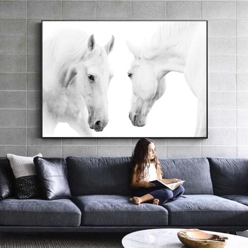Black And White Color Horses Wall Art Canvas Abstract Animals Paintings On The Wall Modern Horse Posters For Living Room Cuadros