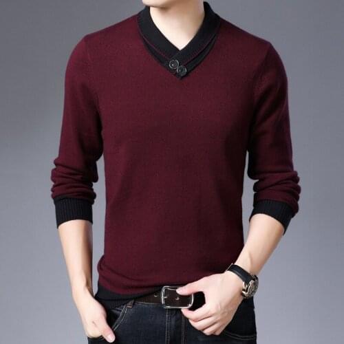 Autumn And Winter New MenS Thick Pullover Sweater Classic Loose Casual Stretch V-Neck Knitted Sweater Male Branded Warm Top