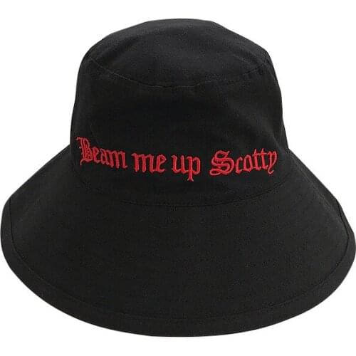 Bauhinia Summer Men Women Embroidery Letter Wide Brim Bucket Hat Harajuku Student Casual outdoor hat