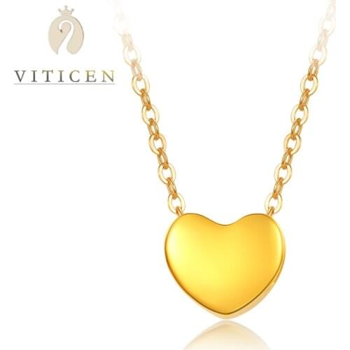 Neck Pendants For Women 24K Pure Gold Heart Pendant 18K Gold AU750 Necklace For Girlfriend Valentines Day Gift Fashion Jewelry
