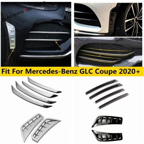 Front Bumper Fog Lights Lamps Eyelid Stripes / Air Inlet Vent Cover Trim Decor Accessories For Mercedes-Benz GLC Coupe 2020 2021