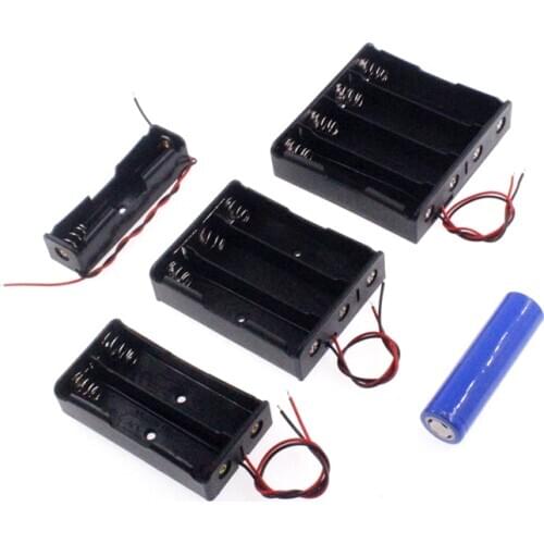 Empty 18650 Battery Storage Box Case Black Plastic Batteries Clip Holder Container with Wire Lead 1x 2x 3x 4x Slot Way Dropship