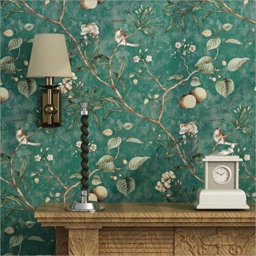 Q QIHANG Pastoral Printed Environmental Protection Non-woven Living Room Bedroom TV Background Wallpaper 10M*0.53M=5.3M2