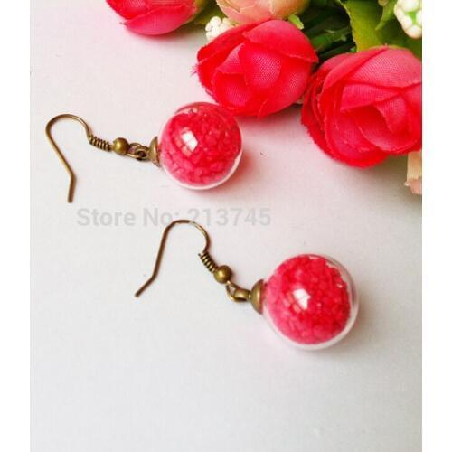 SLAE Free ship!!! 100set 16*4mm(opening) glass globe bubble & 8mm bronze cap & Earing hook set DIY glass vial earings pendant