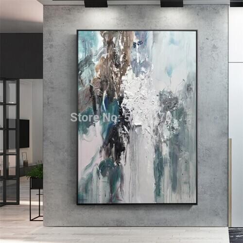 Handmade thick nordic abstract oil painting Large Blue White abstract art Painting home Living Room Decor wall picture Artworks