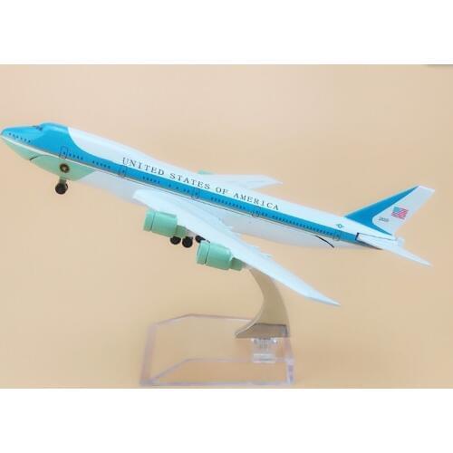 United States Air force one B747-200 Airlines plane model 16cm Mens Toy Birthday gift Metal Free Shipping