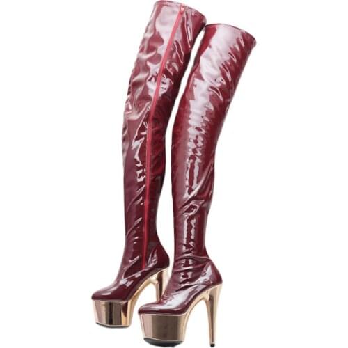 17CM Super High Spike Heel Platform Over-the-knee Boots Thigh Long Dacing Nightclub Boots Mixed Colors