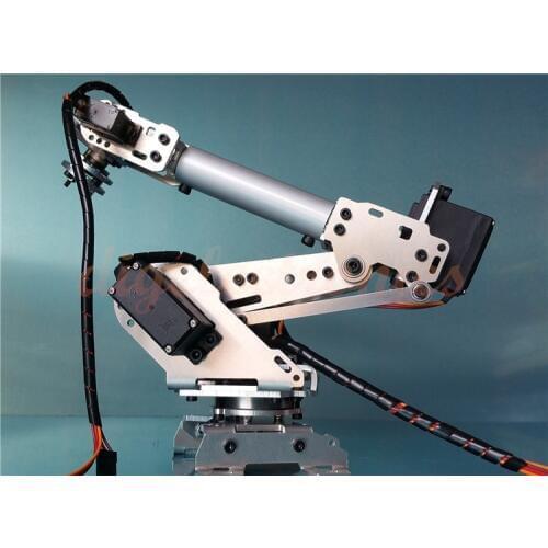 Sliver 6Dof Mechanical Robot Arm Full Steel Bearing Arm Claw With Servos For Arduino Robotics DIY Childrens Robot Model Toy