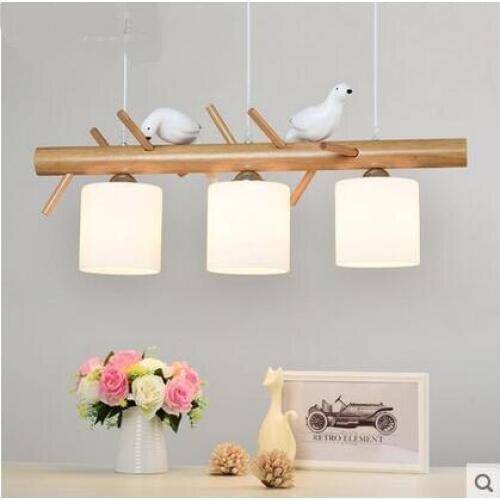 Nordic minimalist Pendant Lights modern style bird restaurant coffee shop study room bedroom Japanese atmosphere solid wood lamp