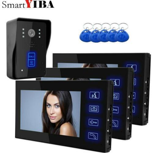 SmartYIBA 3*7`` TFT Color Video door phone Intercom Doorbell System Kit IR Camera Doorphone Monitor Speakerphone Intercom