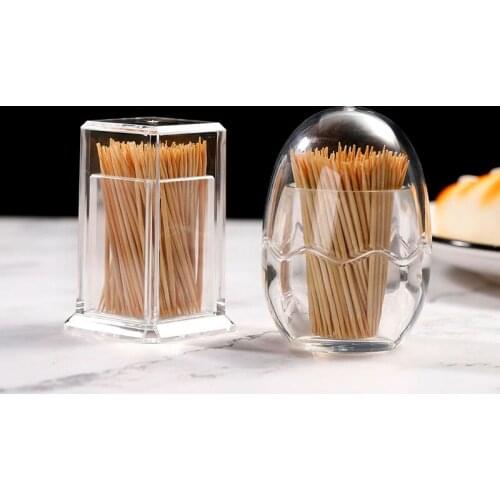 Thickened acrylic toothpick box transparent toothpick bottle round square hotel toothpick creative storage box