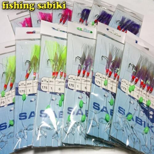 Fishing sabiki each bag have 6pcs hooks sabiki rigs fishing lures bait rigs bait jig lure with fish skin