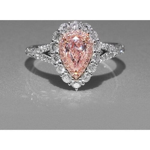 WYJZY Inlaid drop-shaped pink AAA zircon exquisite ring ladies fine jewelry sale anniversary gift party decoration jewelry