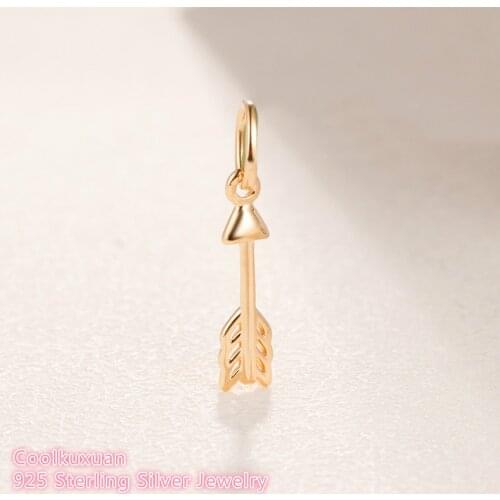 925 Sterling Silver Arrow of Cupid Charm, Gold color beads Fit Original Pandora Charms Bracelet DIY jewelry 2019 Valentines Day