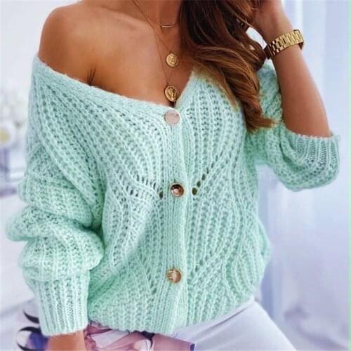 Ladies Solid Spring Autumn Cardigan Women Sweater Casual Loose Elastic Button Knitted Coat Women Cardigans Top Female Knittwear