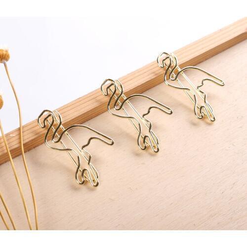 Golden Special-shaped Flamingo Paper clip Cartoon Paperclip Creative Pin Paper clips Customized design bird Gold Paper Clips