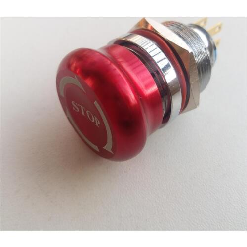 1pcs Metal stop mushroom button emergency stop switch button 220V 0.5A switch 19mm/22mm 1NO1NC 2NO2NC emergency switch red