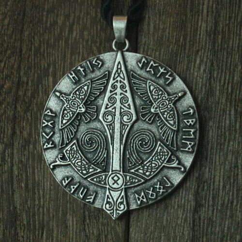 Lanseis 1pcs viking men necklace celt crow norse letter symbol pendant celt three raven jewelry