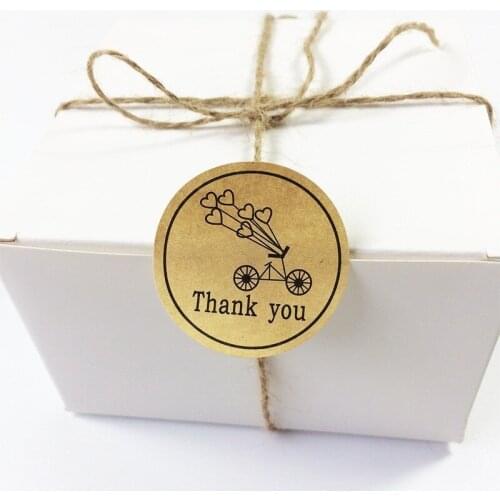 120pcs/pack Kraft Paper Cake Baking Bicycle Thank You Cowhide Seal Decoration Sealing Stickers Children Stationery
