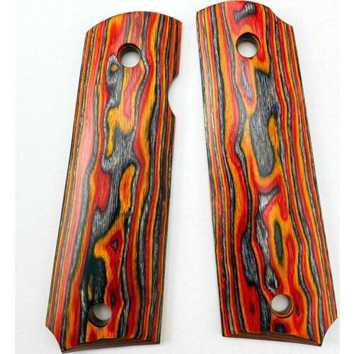 2Pieces 1911 Grips 3D Composite color wood Handle Grips Patch Custom Grips CNC Handle Grips