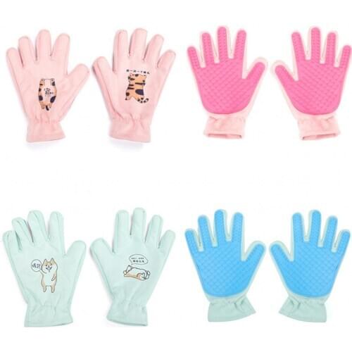2020 New Silicone Pet Dog Brush Glove Cat Grooming Glove Combs Massage Mitt Cleaning Supplies Blue Pink Pet Hair Shedding Gloves