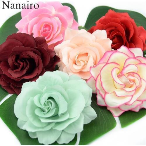 3pcs 10 cm Large Artificial Rose Silk Flower Heads For Wedding Decoration DIY Wreath Gift Box Scrapbooking Craft Fake Flowers