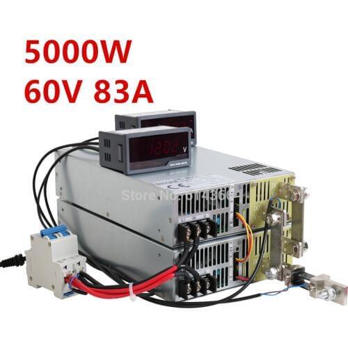 5000W 60V Power Supply 0-60V Adjustable Power 60VDC AC-DC 0-5V Analog Signal Control SE-5000-60 Power Transformer 60V 83A ON/OFF
