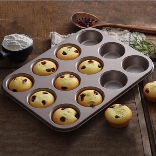 12 Cup Non-stick Cake Mold Muffin Cup High Quality Baking Pan Cupcake Moulds Kitchen Bakeware Accessories Tool