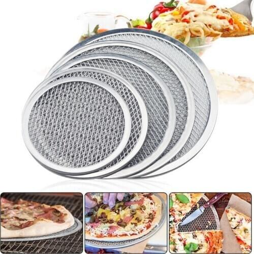 6/8/10inch Pizza Pan Non-Stick Round Aluminum Alloy Net Bakeware Tray Kitchen Baking Mesh Rack Pizza Pancake Barbecue Grill Tool