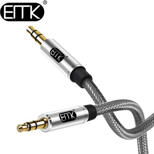 EMK 3.5mm Audio Cable Jack 3.5 Aux Cable Male to Male 0.5m 1m 2m 3m jack audio For phone Car Headphone MP4/3 with Cotton braided