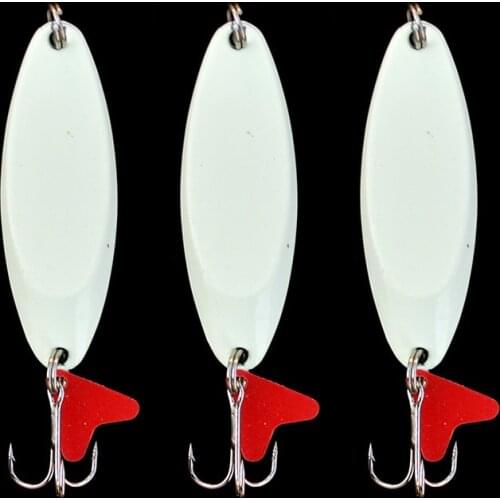 Luminous Fishing Spoon Lures 1 Piece Metal Red Heart Tail Fishing Spoon Salmon Trout Hard Lure 7g 10g 14g 21g 30g