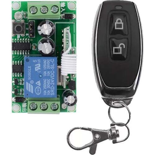 DC 24V 1 Channel Wireless Remote Control Light Switch 10A Relay Output RadioReceiver Module Metal Transmitter