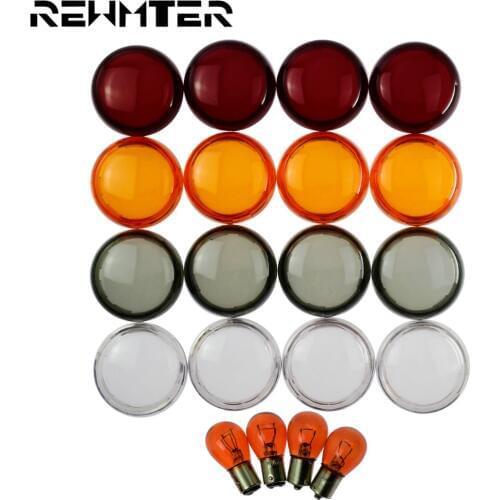 Motorbike 4pcs Indicator Turn Signal Lights Lens Cover With Amber Lamp Bulb For Harley Touring Road Glide Sportster Dyna Softail