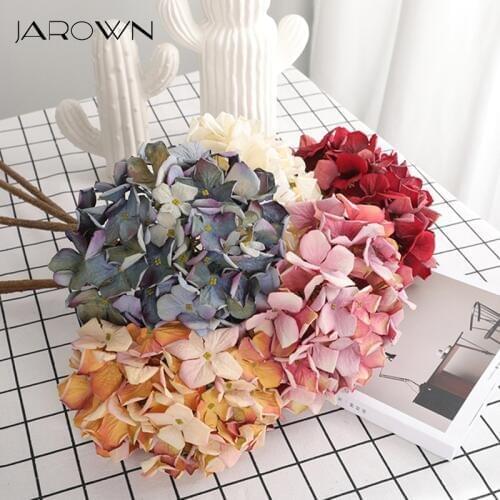 JAROWN Artificial Hydrangea Flowers European Style Retro Dry Hydrangea Simulation Fake Flower Branch Wedding Home Interior Decor