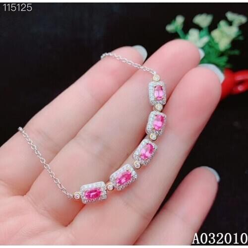 KJJEAXCMY fine jewelry 925 sterling silver inlaid natural pink sapphire bracelet fashion girl new hand bracelet support test