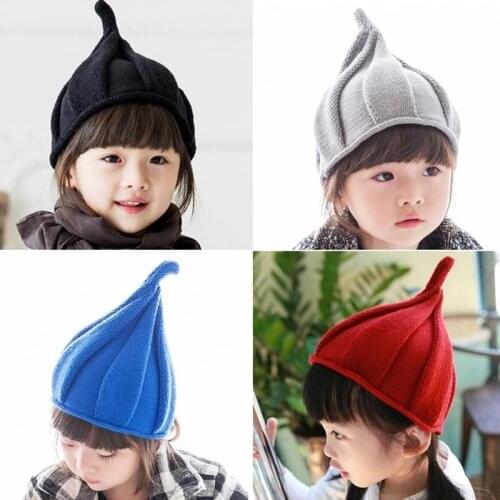 Candy Color Baby Hat Cute Autumn Winter Pointy Wool Hats For Kids Boys Girls Knitted Warm Soft Beanie Cap